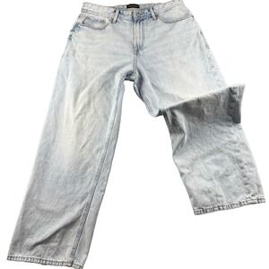 Jack & Jones Baggy Fit Jeans Men's 34 X 32 Blue Denim Stretch Mid Rise Wide Leg